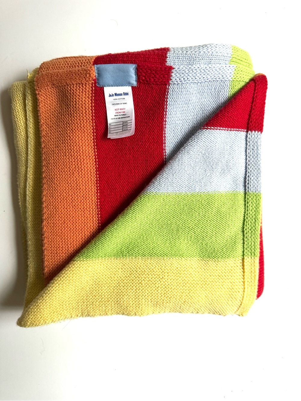 Jojo Maman Bebe Colorblock 100% Cotton Baby Blanket - Multicolor Stripe